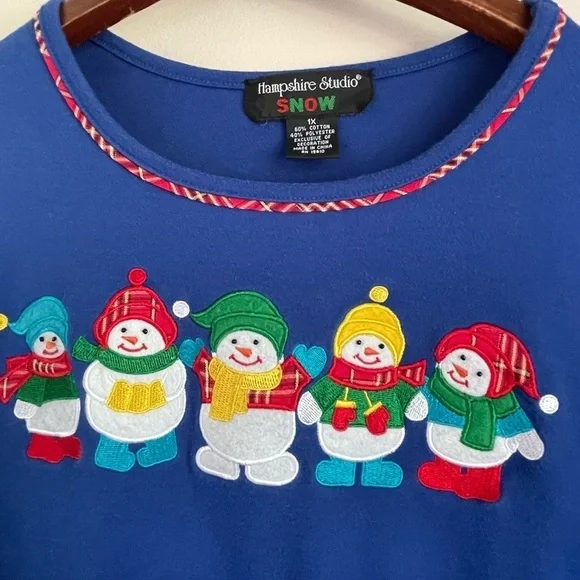 Hampshire Studio Snow snowman long sleeve Tee Shirt - Sz 1x - Picture 4 of 7